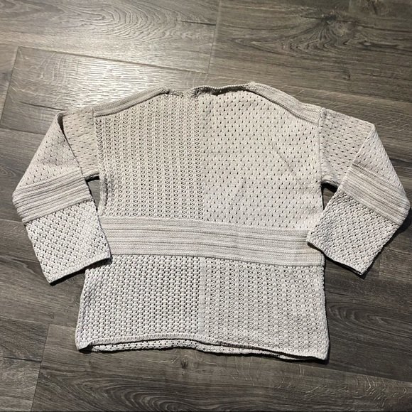 Style & Co Womens Patchwork Stitch Crocheted Sweater Tan Size Small - Picture 7 of 7